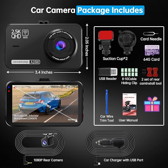 Dash Cam Front and Rear, Dash Camera - Image 9
