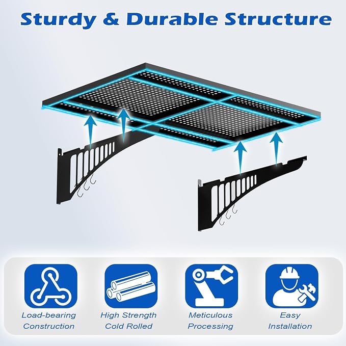 YOLENY 2-Pack 2x3FT Adjustable Heavy Duty Garage Wall Shelving, 500lbs Load - Image 2