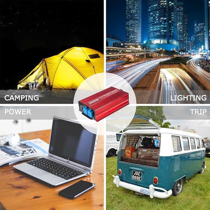 2500W Pure Sine Wave Inverter 12V to 120V AC - Image 3