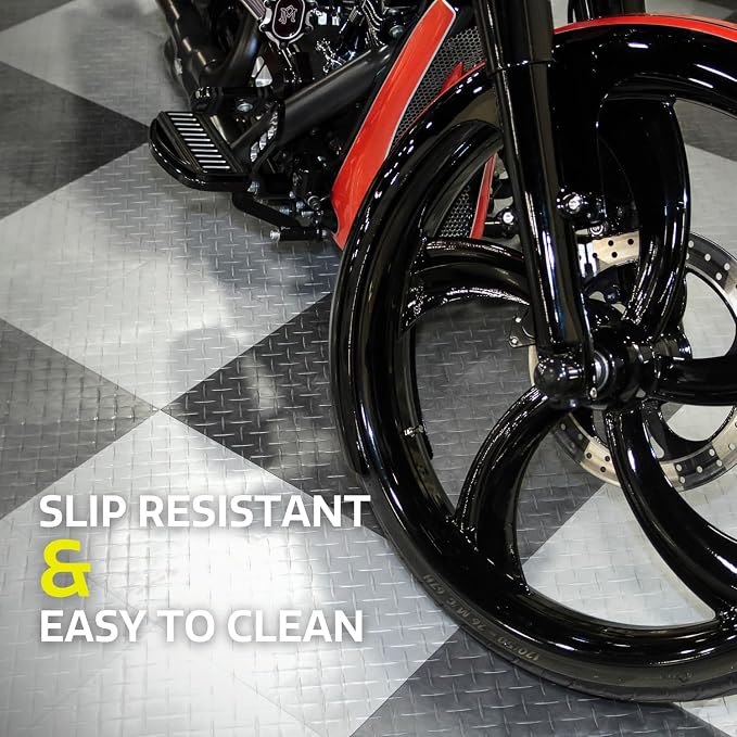 Big Floors RaceDeck Diamond Plate Design, Durable Interlocking Modular Garage - Image 4