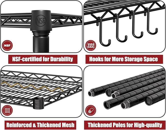 PrimeZone 55.5" W x 24" D x 80" H Heavy Duty Wire Storage Shelves - Image 4