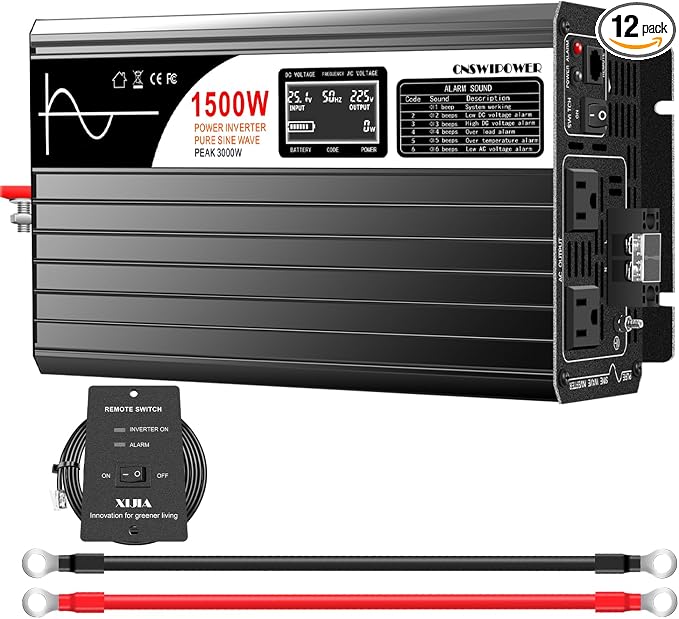 Xijia 1500W Pure Sine Wave Inverter DC 36v to 120v Inverter 60HZ Solar Converter by XIJIA