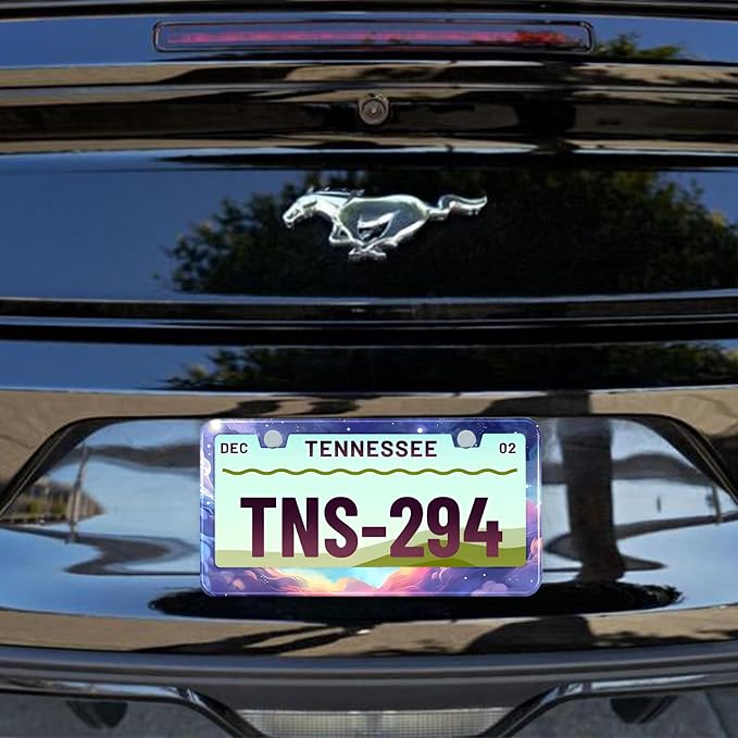 Space Galaxy License Plate Frame Blue Cloud Stars Sky Stainless Steel License - Image 7