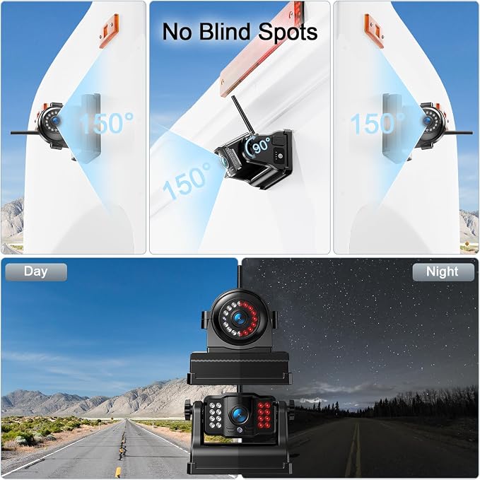 Fookoo HD 10" Magnetic Wireless Backup Camera, Rechargeable 2 Side View 1 Rear - Image 6