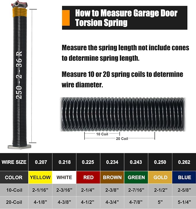 Garage Door Torsion Springs Set, Pair of 2" ID Electrophoresis Coated Garage - Image 5
