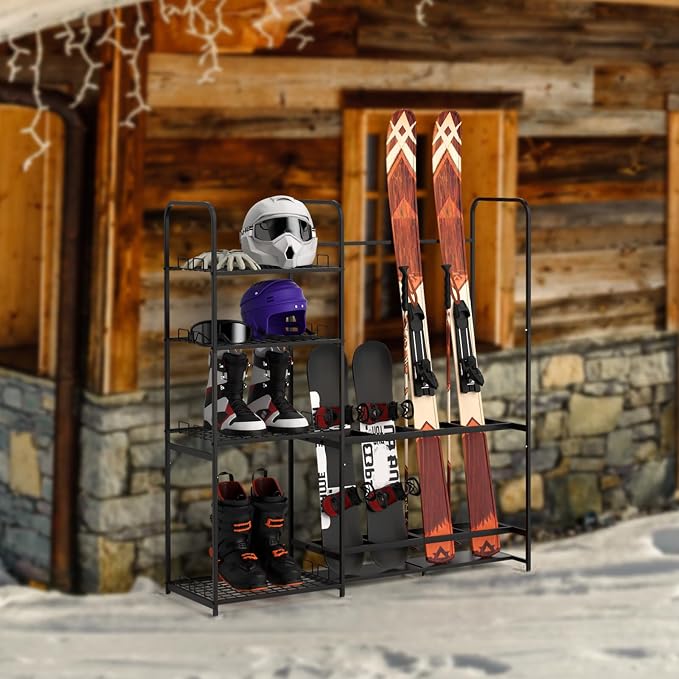 Ski Rack for Garage Freestanding Ski Storage Rack Metal Ski Holders - Image 7