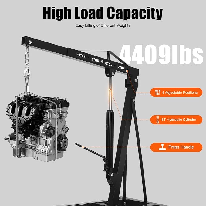 LOYALHEARTDY 2 Ton Hydraulic Engine Hoist, Folding Engine Lift - Image 3