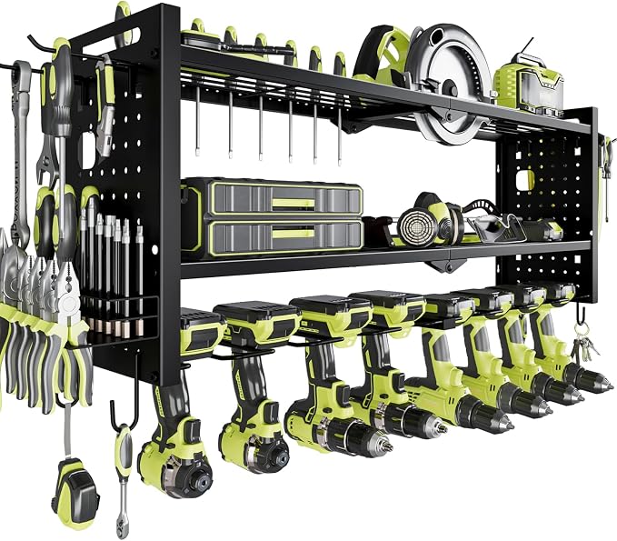 Power Tool Organizer Wall Mount, Cordless Drill Hanger Storage Rack 8 Drill by NattyDot
