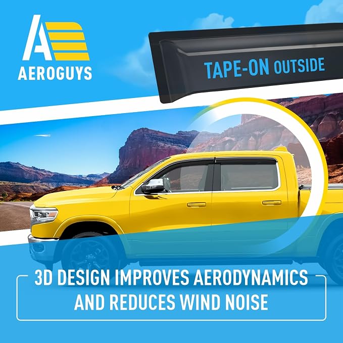 Extra Durable Window Deflectors Chrome Trim Tape-On Window Visors Rain Guards - Image 5
