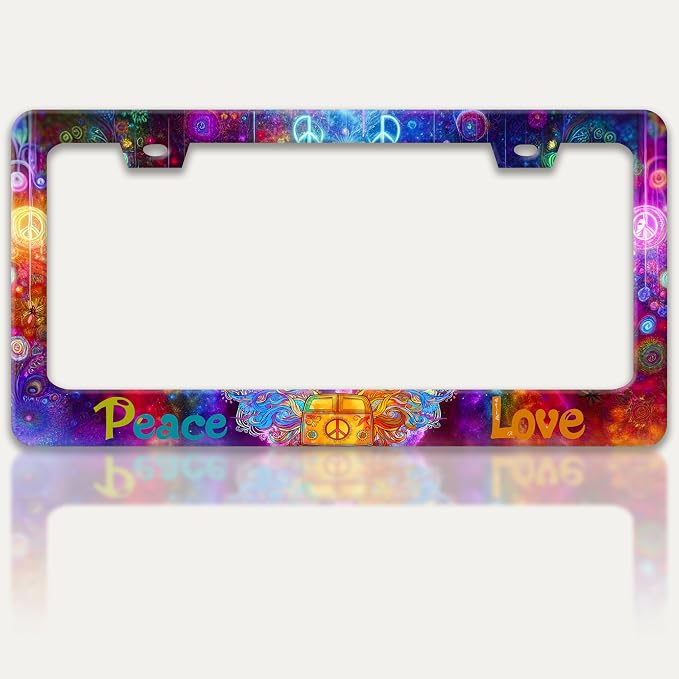 Peace and Love License Plate Frame Peace Symbol License Plate Holders Funny by RTINRAN