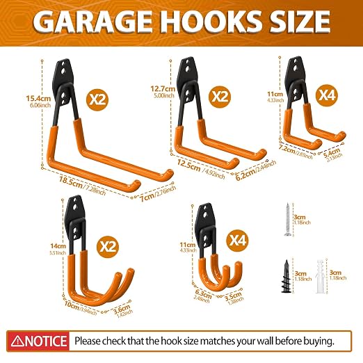 3-H Garage Wall Hooks 42 Pack, Heavy Duty Garage Hooks - Image 2