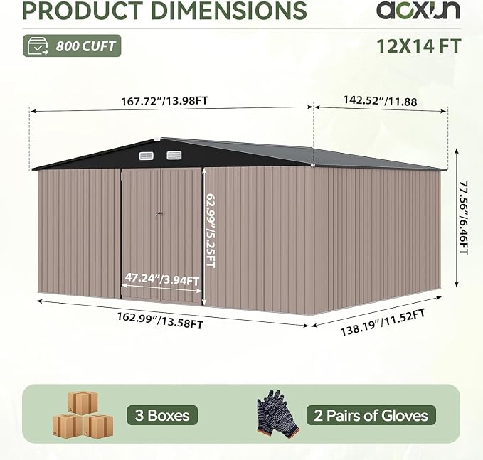 Aoxun 14x12 FT Shed Outdoor Storage Shed - Image 8