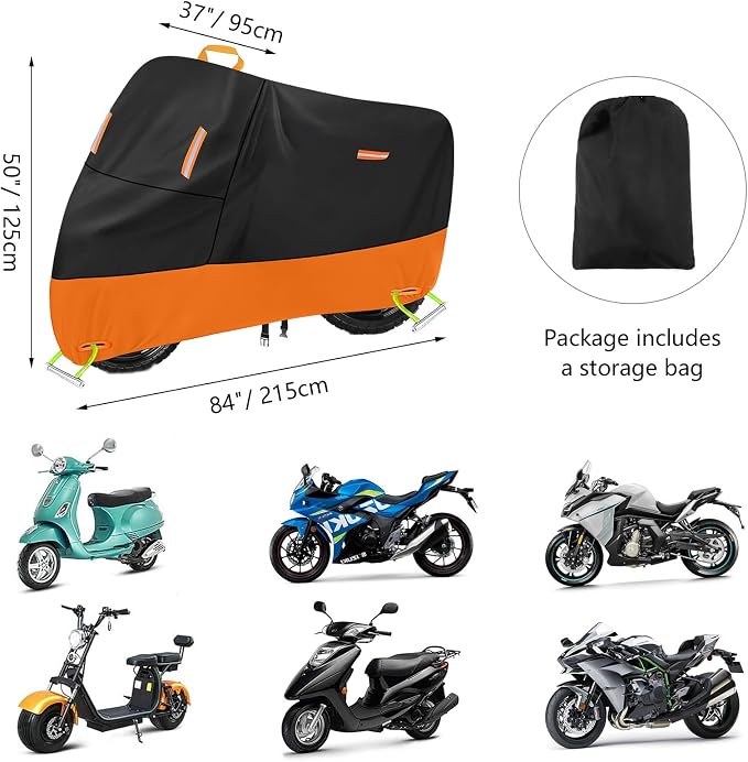 Powersports Vehicle Covers Black & Orange Waterproof Motorcycle Cover - Image 2
