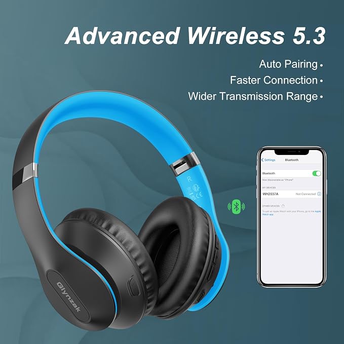 Wireless Bluetooth Headphones Over Ear, 65H Playtime HiFi Stereo Headset - Image 6