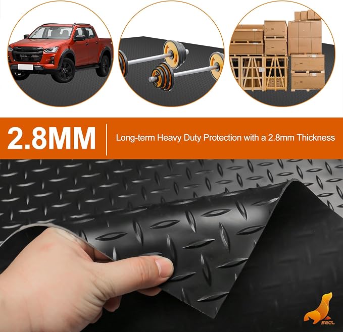 SEAL 4 x 20 Ft Premium Garage Floor Mat, Solid 2.8mm Thickened Black Commercial - Image 2