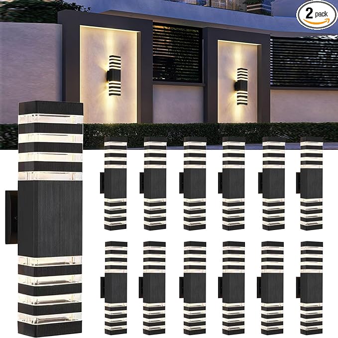 18inch LED Square Up & Down Wall Lights, 24W Outdoor Wall Light 4000K Day White by Yongjishun