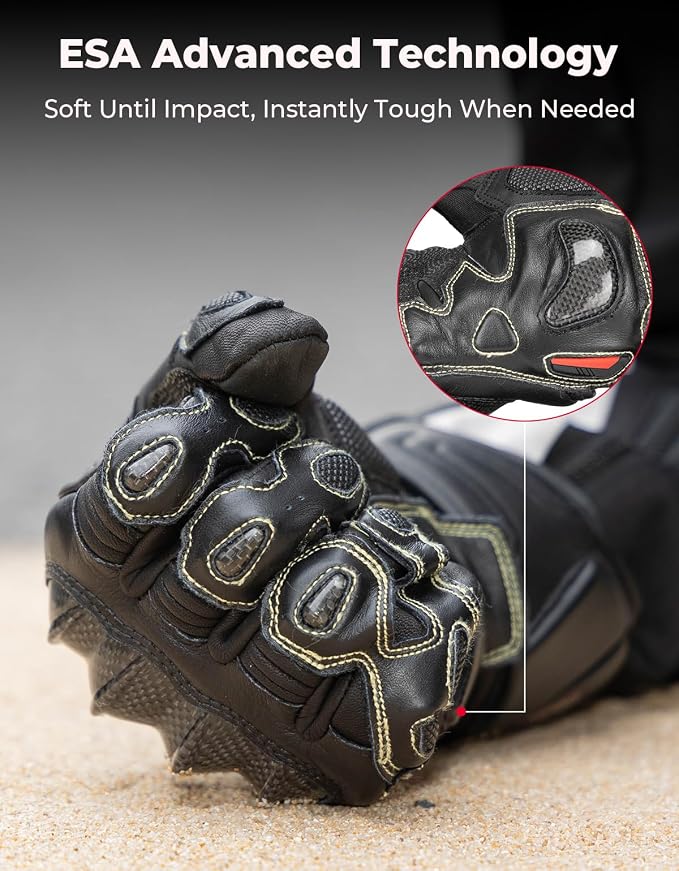 KEMIMOTO Leather Motorcycle Gloves - Image 3