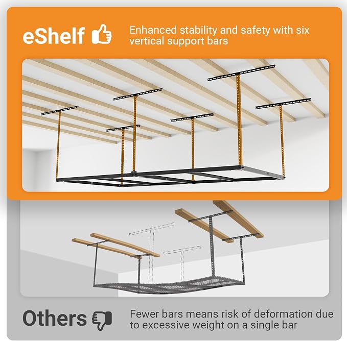 4x8ft Overhead Garage Storage Rack Wooden Decking Not Included, Heavy Duty - Image 5