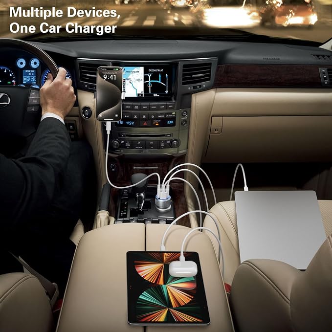 USB C Car Charger 5 Pack, 65W Dual 12V USB C & USB A Car Charger - Image 7