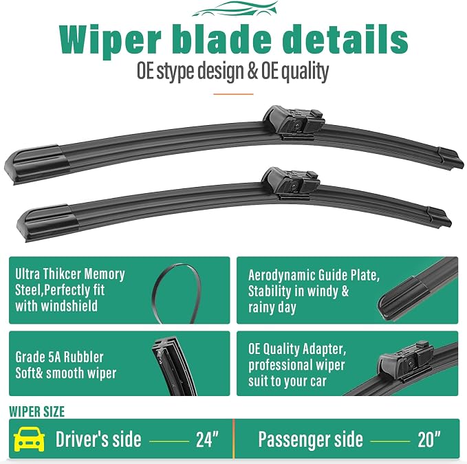 24" 20" 15" Windshield Wiper Blades Replacement - Image 3