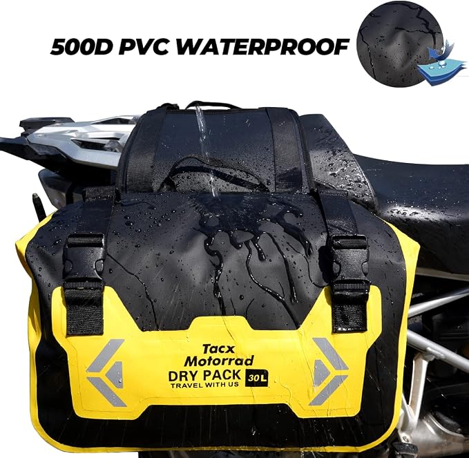 Motorcycle Saddle Bags Tail Bag, 30L Roll-top Waterproof Motor Detachable Side - Image 2