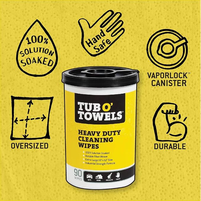 Tub O Towels TW90 Heavy-Duty 10" x 12" Size Multi-Surface Cleaning Wipes - Image 2