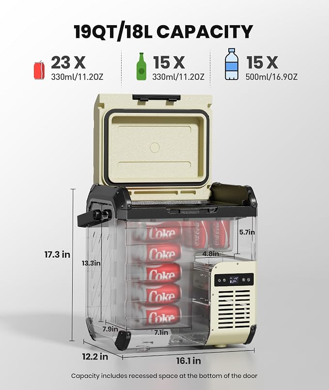 EENOUR D18 12 Volt Car Refrigerator, Portable Freezer 19Qt/18L Battery & Solar - Image 6