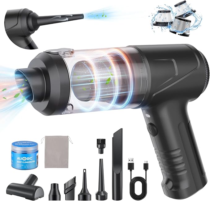 2-in-1 Car Vacuum&Air Duster, 65w/16kpa/30 Mins, High Powerful Dust Cleaner by ALIOBC