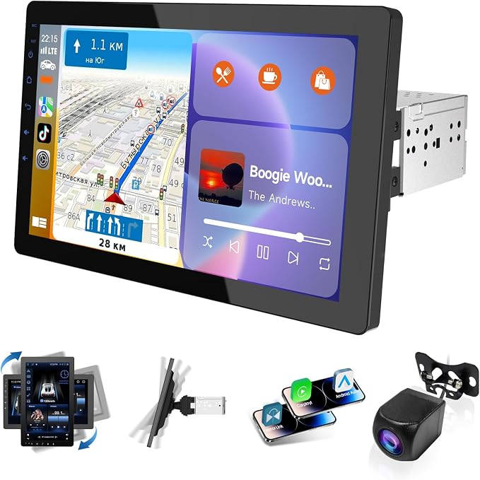 Single din Car Stereo, Rotatable Carplay Screen by Haudio