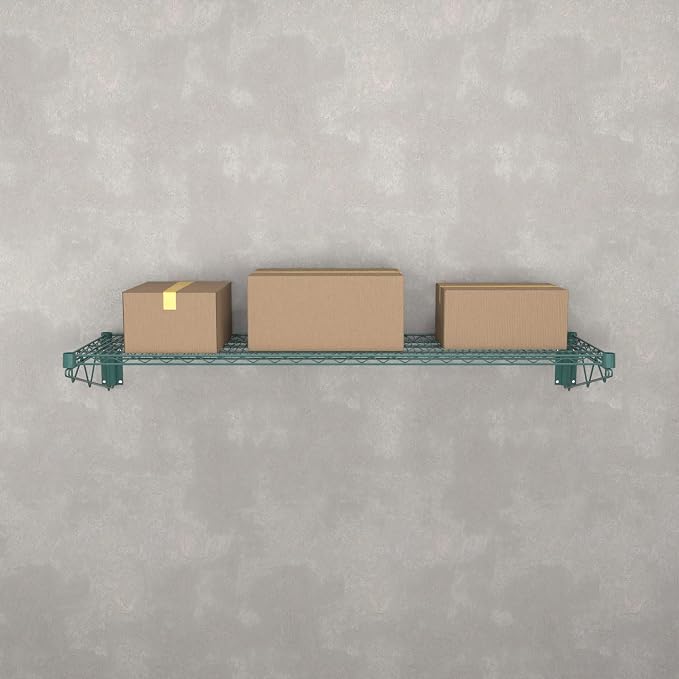 18" x 60" Green Epoxy Wire Wall Mount Shelf - Image 2