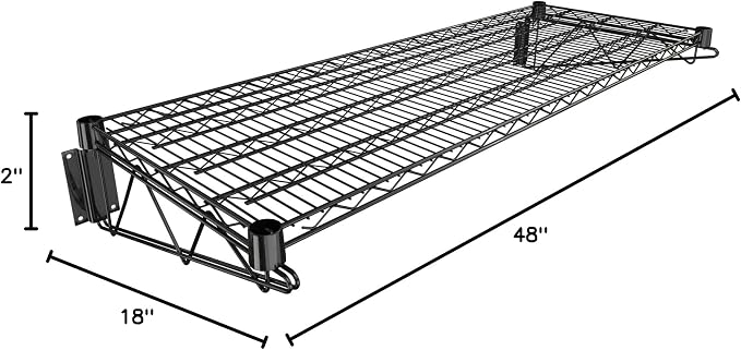 18" x 48" Black Epoxy Wire Wall Mount Shelf - Image 3