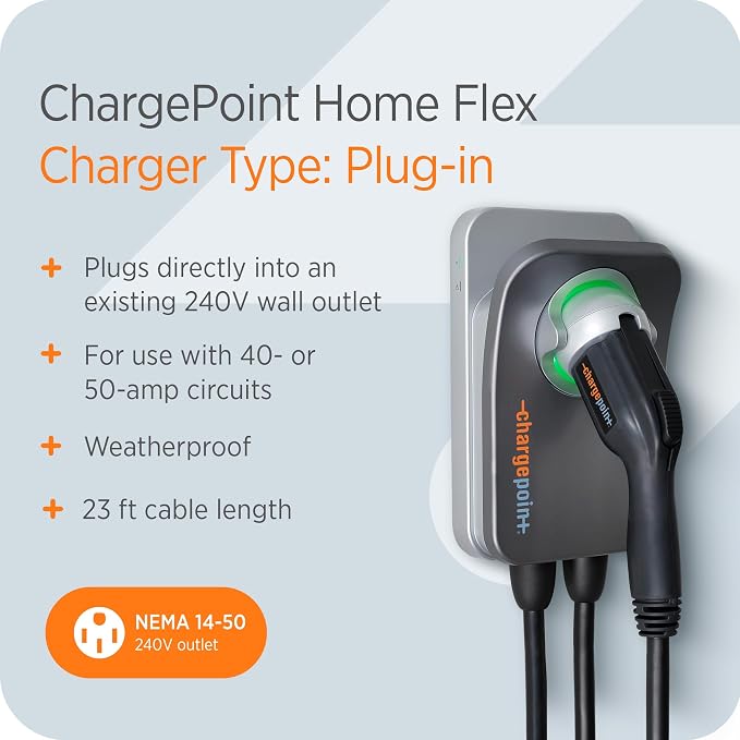 ChargePoint HomeFlex Level 2 EV Charger J1772, NEMA 14-50 Plug - Image 3
