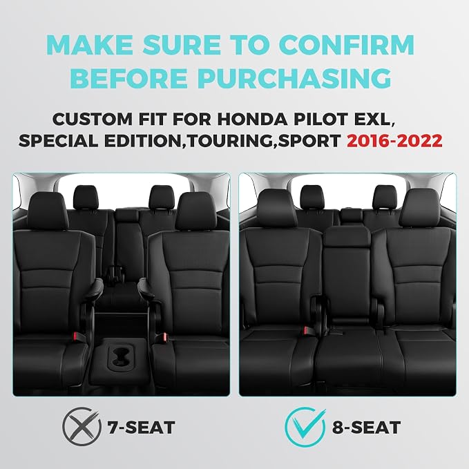 for Honda Pilot Seat Covers, Full Set Custom Car Seat Protectors Fit Pilot EX-L - Image 2