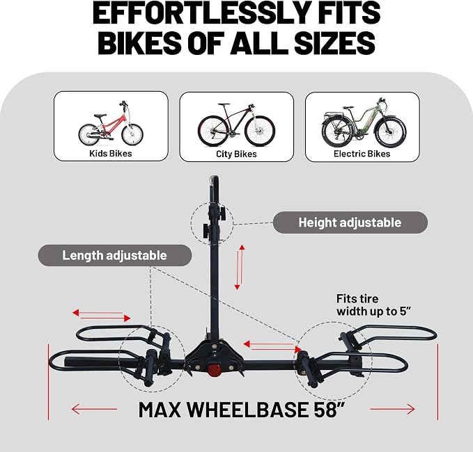 Young 200 lbs. 2 Bike Rack Hitch Mount Platform Style - Image 5