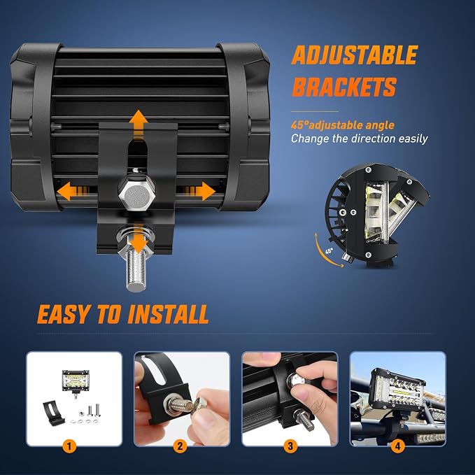 Nilight Side Shooter Light Bar 4.3 Inch Triple Row Spot Flood Combo - Image 4