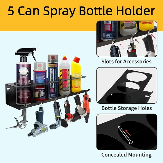 4 Pack Aerosol Spray Can Holder Rack, Wall Mounted Spray Bottle Holder Heavy - Image 3