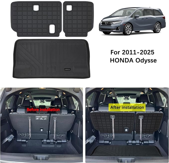 Cargo Liner Trunk Mats for 2011-2025 Honda Odyssey, TPE All Weather Protection - Image 2