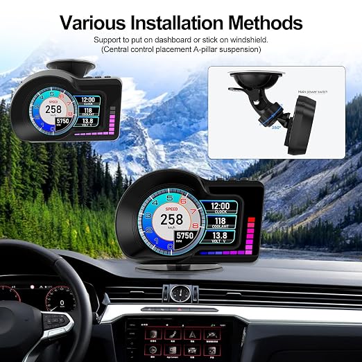 Head Up Display HUD F16 with OBD2 + GPS Dual System Digtial Speedometer - Image 7