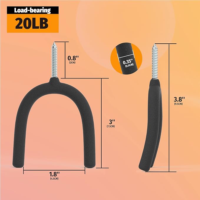 HUHOLE Screw in U Hook, Shovel Holder Wall Mount, U Hooks - Image 5