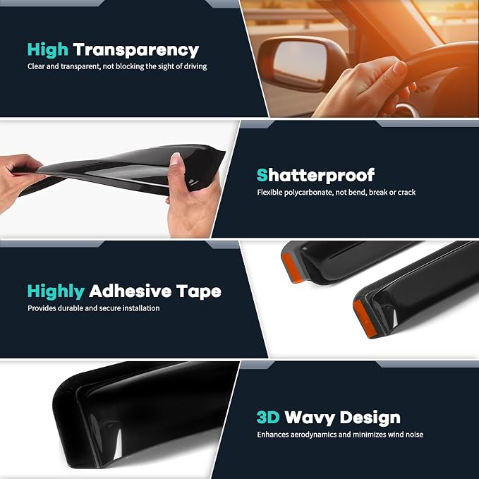4PCS in Channel Rain Guards Fit - Image 4