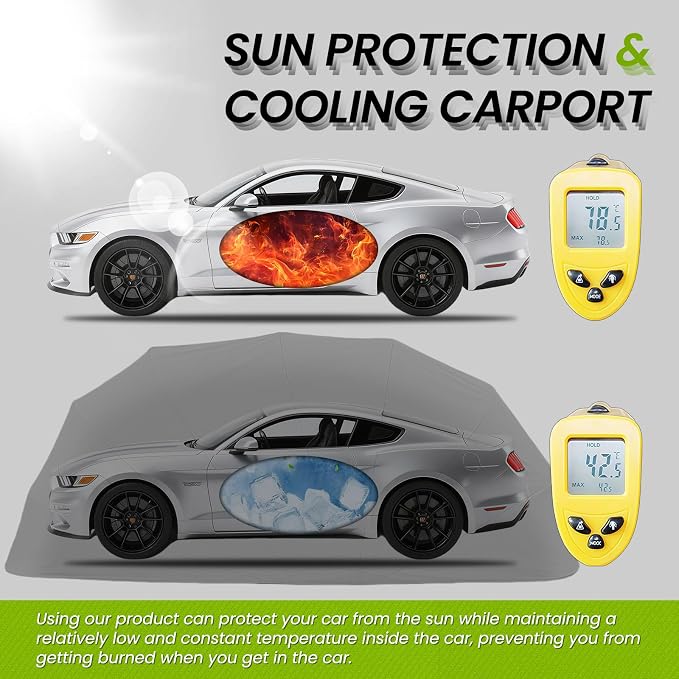 18×8.2×7.5FT Heavy Duty Carport, Portable Stainless Steel Garage, Retractable - Image 3