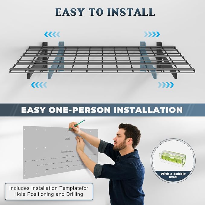 4 Pack Heavy Duty Garage Wall Shelving Set, Wall Mounted Garage Shelves 1000lbs - Image 5