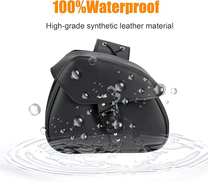 Motorcycle Saddle Bags Synthetic Leather Luggage Bag Waterproof Throw Over - Image 2