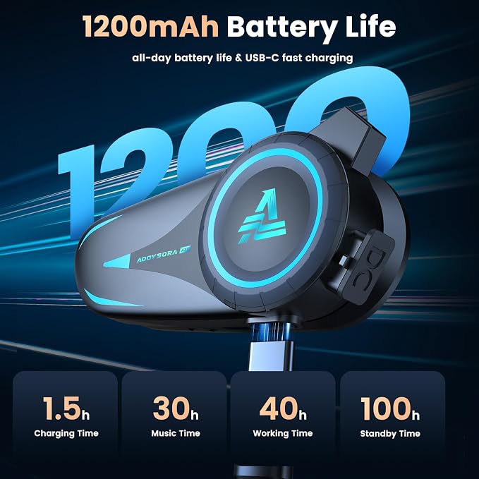 1200mAh Motorcycle Helmet Bluetooth Headset - Image 2