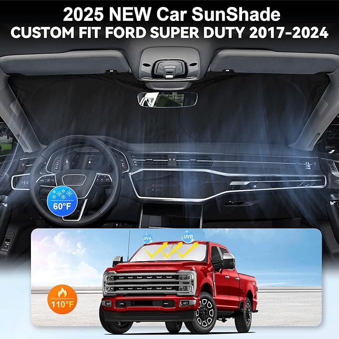 for Ford F250 F350 F450 F550 2017-2024 2025 Super Duty Crew Cab Windshield Sun - Image 2
