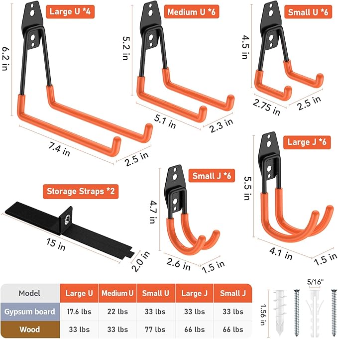 30 Pack Garage Hooks with Anti-Slip Coating, Heavy Duty Wall Mount Storage Hooks - Image 2