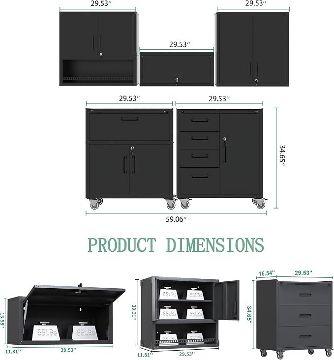 Metal Tool Cabinet, Garage Storage Cabinet System, Wall Cabinet & Locking - Image 2