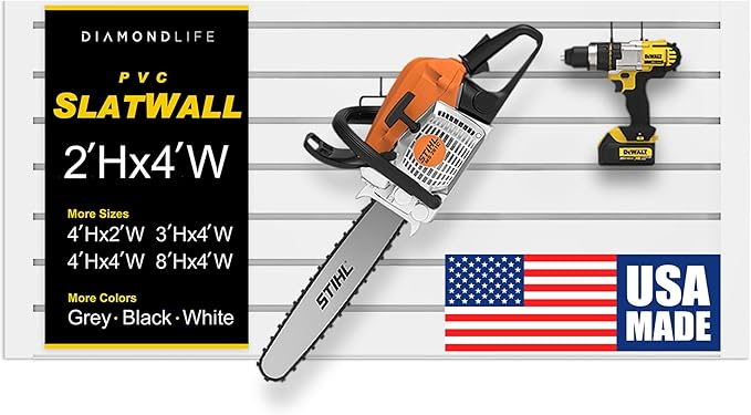 2'H x 4'W Slatwall Panel Garage Wall Organizer: Heavy Duty Wall Mounted PVC by DLDIRECT