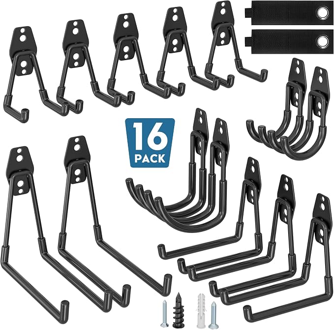 BONTEC Heavy Duty Garage Hooks, Anti-Slip Coated Black Steel by BONTEC