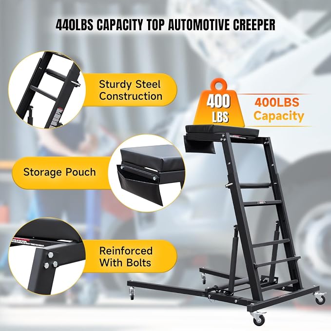 Adjustable Topside Creeper Automotive Engine Creeper 47''-65'', 440 LBS Capacity - Image 6